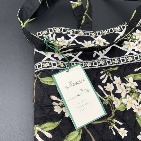 Vera Bradley Tote Jasmine Shoulder Purse Laptop Bag Black Floral Retired NWT - Picture 5 of 9